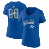 Tampa Bay Lightning Women's Hustle Personalized Name & Number V-Neck T-Shirt Blue