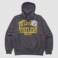 Pittsburgh Steelers NFL 2010s Hooded Full Zip Sweatshirt - Gray Vintage sale