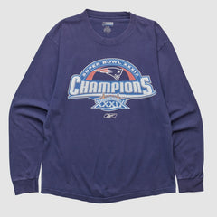 New England Patriots Reebok 2005 Long Sleeve T-shirt - Navy Vintage discount