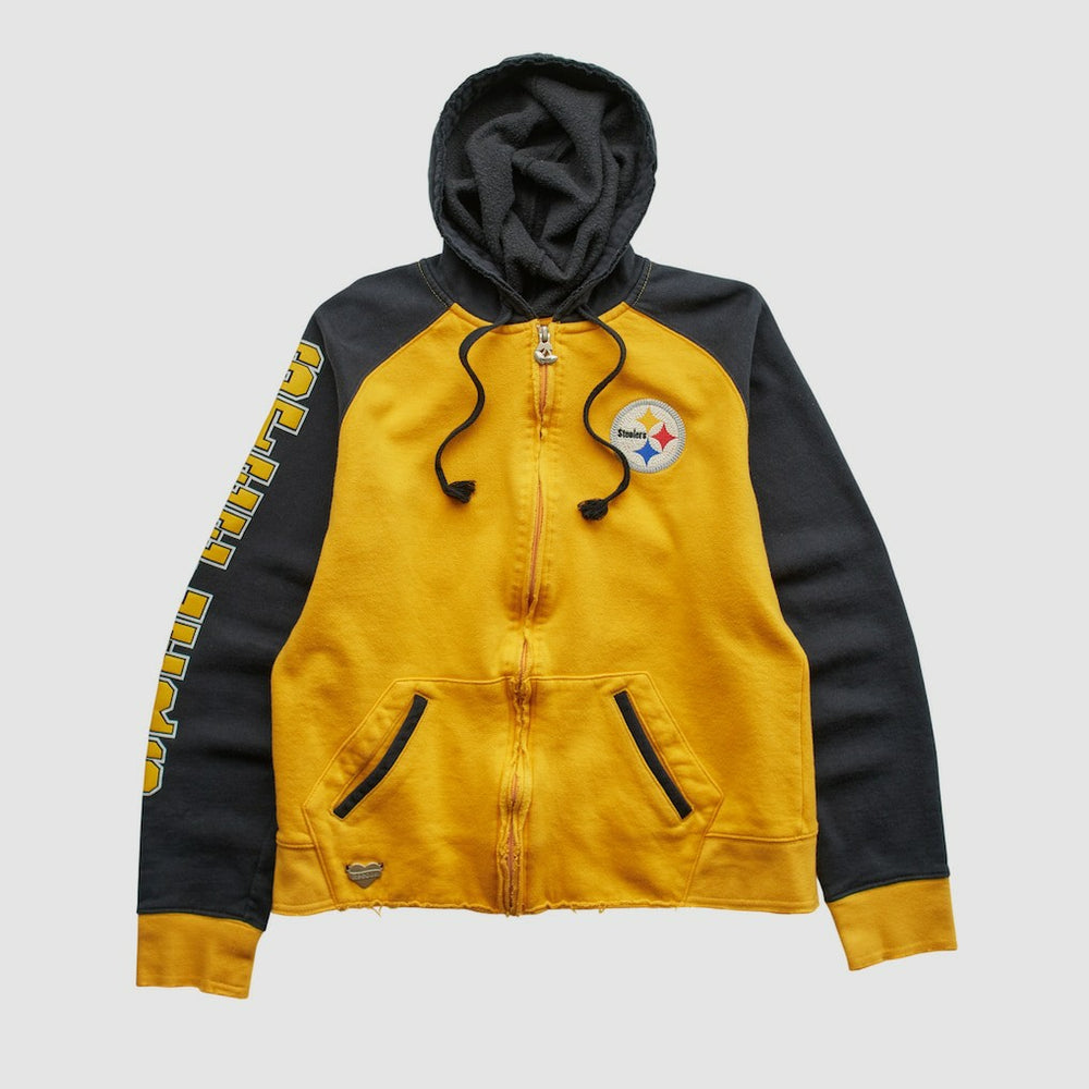 Pittsburgh Steelers Reebok 2000s Hooded Full Zip Sweatshirt - Yellow Vintage discount