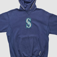 Seattle Mariners Champion 2000s Hooded Pullover Sweatshirt - Navy Vintage