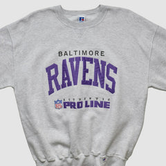 Baltimore Ravens Russell 90s Sweatshirt - Heather Gray Vintage discount