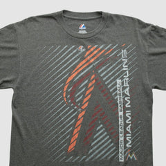 Miami Marlins Majestic 2000s T-shirt - Dark Heather Gray Vintage