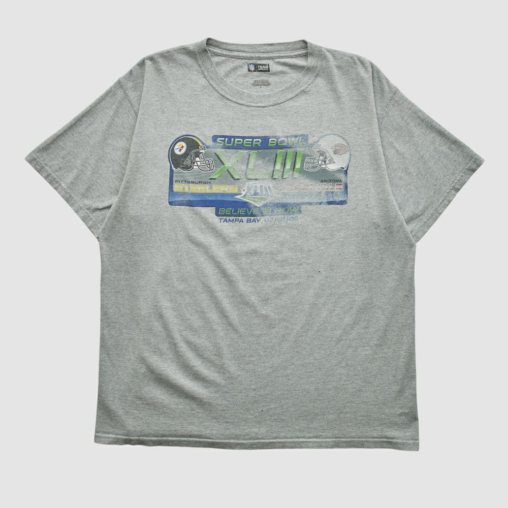 Super Bowl XLIII NFL 2009 T-shirt - Heather Gray Vintage sale