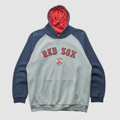 Boston Red Sox Majestic 2000s Hooded Pullover Sweatshirt - Heather Gray Vintage