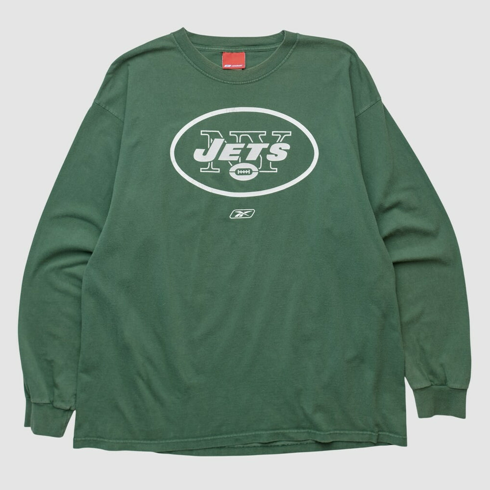 New York Jets Reebok 2000s Long Sleeve T-shirt - Green Vintage for sale