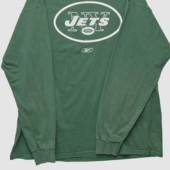 New York Jets Reebok 2000s Long Sleeve T-shirt - Green Vintage for sale