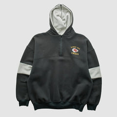 Kansas City Chiefs Dodger 90s Hooded 1/4 Zip Sweatshirt - Black Vintage for sale