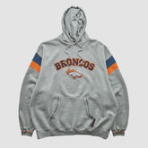 Denver Broncos NFL 2000s Hooded Pullover Sweatshirt - Heather Gray Vintage cheap