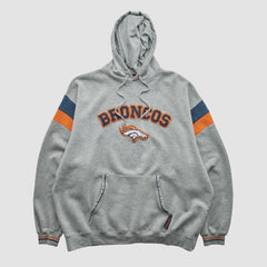 Denver Broncos NFL 2000s Hooded Pullover Sweatshirt - Heather Gray Vintage cheap