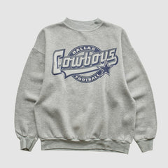 Dallas Cowboys Logo 7 90s Pullover Sweatshirt - Heather Gray Vintage cheap