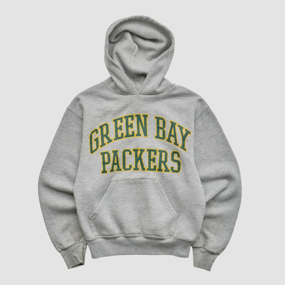 Green Bay Packers NFL 2000s Hooded Pullover Sweatshirt - Heather Gray - Yth M Real Vintage for sale