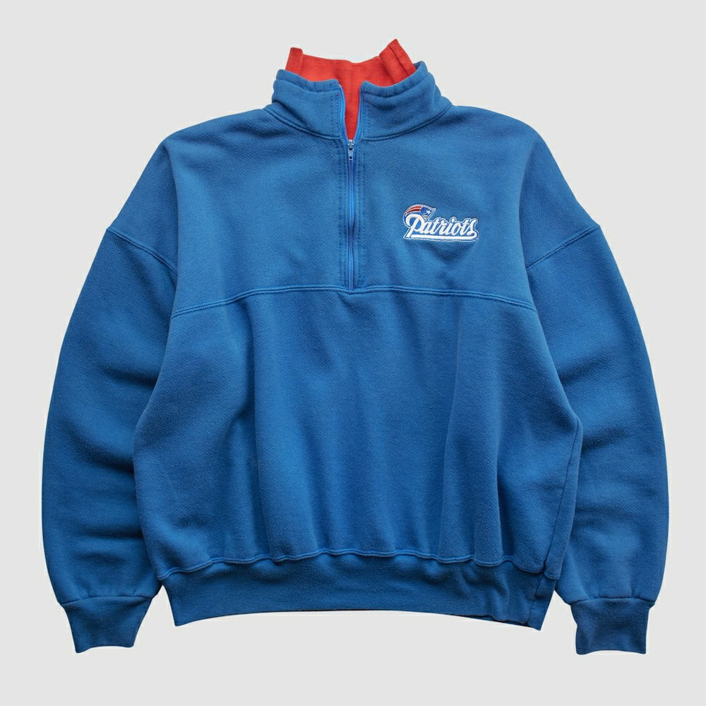 New England Patriots Dodger 90s 1/4 Zip Sweatshirt - Blue Vintage discount