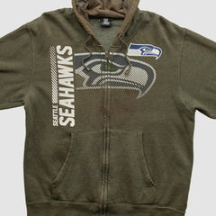 Seattle Seahawks NFL 2010s Hooded Full Zip Sweatshirt - Olive Vintage outlet