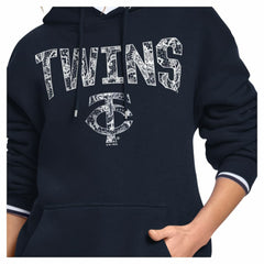 Minnesota Twins Starter Women's Lace Team Lockup Fleece Hoodie - Navy