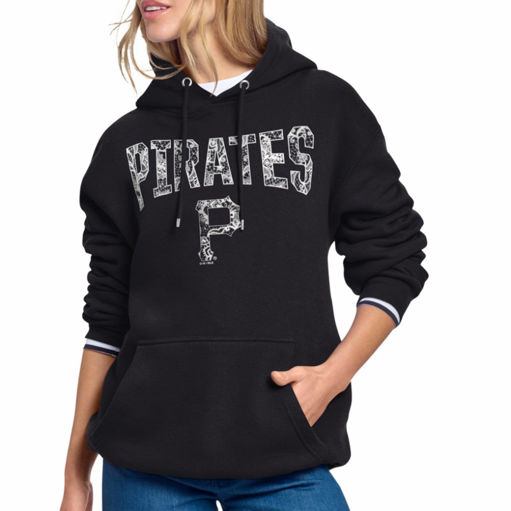 Pittsburgh Pirates Starter Women's Lace Team Lockup Fleece Hoodie - Black
