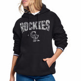 Colorado Rockies Starter Women's Lace Team Lockup Fleece Hoodie - Black