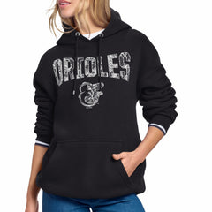 Baltimore Orioles Starter Women's Lace Team Lockup Fleece Hoodie - Black