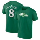 Lamar Jackson Baltimore Ravens St. Patrick's Day Icon Name & Number T-Shirt - Green online