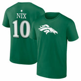 Bo Nix Denver Broncos St. Patrick's Day Icon Name & Number T-Shirt - Green online