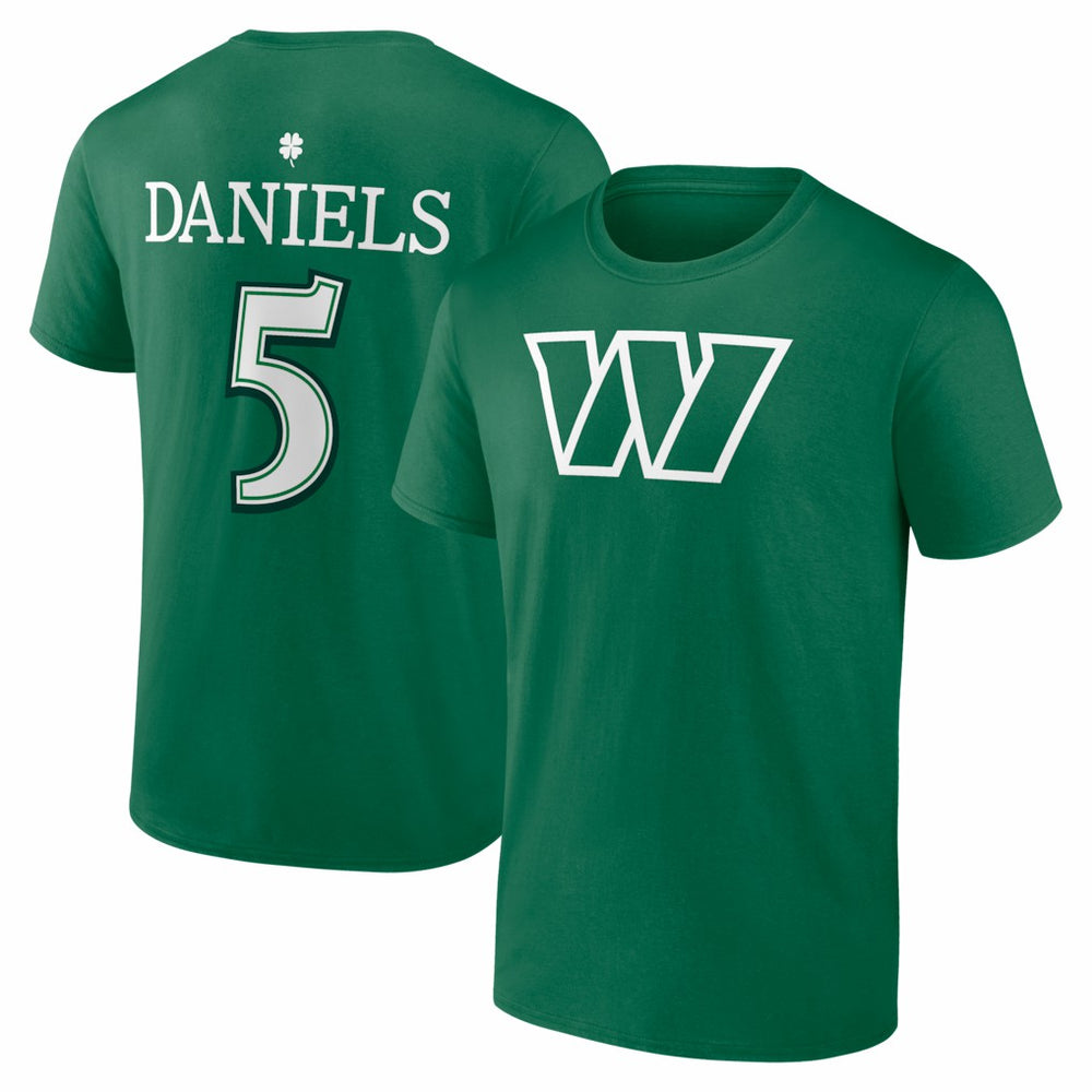 Jayden Daniels Washington Commanders St. Patrick's Day Icon Name & Number T-Shirt - Green discount