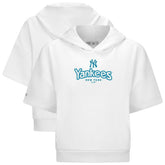 New York Yankees Levelwear Women's Amber Short Sleeve Cornerstone Hoodie - White