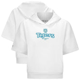 Detroit Tigers Levelwear Women's Amber Short Sleeve Cornerstone Hoodie - White