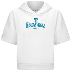 Texas Rangers Levelwear Women's Amber Short Sleeve Cornerstone Hoodie - White