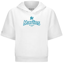 Miami Marlins Levelwear Women's Amber Short Sleeve Cornerstone Hoodie - White