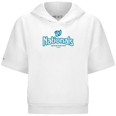 Washington Nationals Levelwear Women's Amber Short Sleeve Cornerstone Hoodie - White