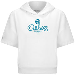 Chicago Cubs Levelwear Women's Amber Short Sleeve Cornerstone Hoodie - White