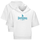 Los Angeles Dodgers Levelwear Women's Amber Short Sleeve Cornerstone Hoodie - White