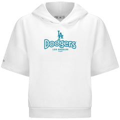 Los Angeles Dodgers Levelwear Women's Amber Short Sleeve Cornerstone Hoodie - White