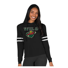 Minnesota Wild Concepts Sport Women's Marathon Long-Sleeve Hooded T-Shirt Black