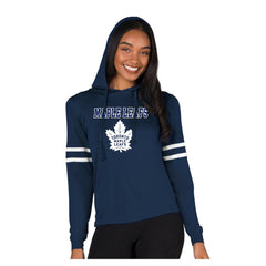 Toronto Maple Leafs Concepts Sport Women's Marathon Long-Sleeve Hooded T-Shirt Navy