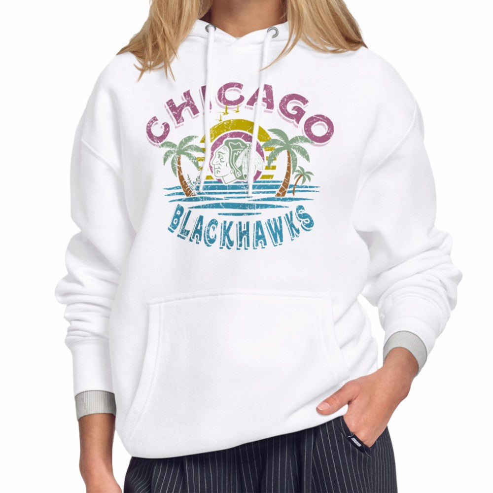 Chicago Blackhawks Starter Women's Tonal Beach Hoodie White