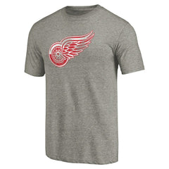 Detroit Red Wings Distressed Team Logo 2 Tri-Blend T-Shirt Ash