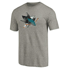 San Jose Sharks Distressed Team Logo Tri-Blend T-Shirt Ash