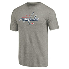 Washington Capitals Distressed Team Logo Tri-Blend T-Shirt Ash