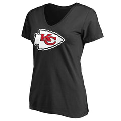 Kansas City Chiefs Women's Primary Team Logo V-Neck T-Shirt - Black discount