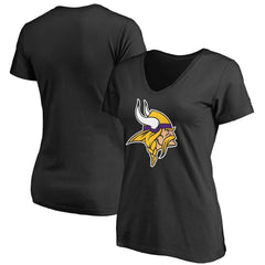 Minnesota Vikings Women's Primary Team Logo V-Neck T-Shirt - Black on sale