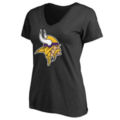 Minnesota Vikings Women's Primary Team Logo V-Neck T-Shirt - Black on sale