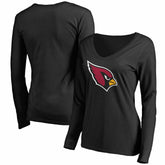 Arizona Cardinals Women's Primary Team Logo V-Neck Long Sleeve T-Shirt - Black discount