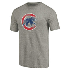 Chicago Cubs Distressed Team Tri-Blend T-Shirt - Ash