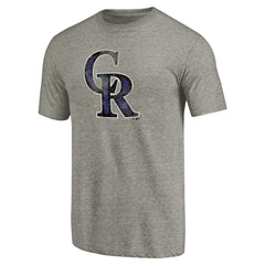 Colorado Rockies Distressed Team Tri-Blend T-Shirt - Ash