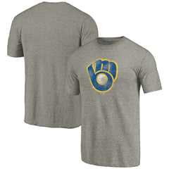Milwaukee Brewers Distressed Team Tri-Blend T-Shirt - Ash
