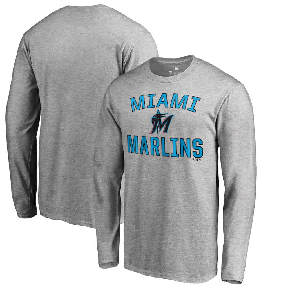 Miami Marlins Victory Arch Long Sleeve T-Shirt - Ash