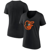 Baltimore Orioles Women's Team Color Primary Logo V-Neck T-Shirt - Black