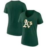 Athletics Women's Team Color Primary Logo V-Neck T-Shirt - Green