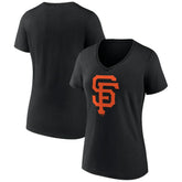 San Francisco Giants Women's Team Color Primary Logo V-Neck T-Shirt - Black